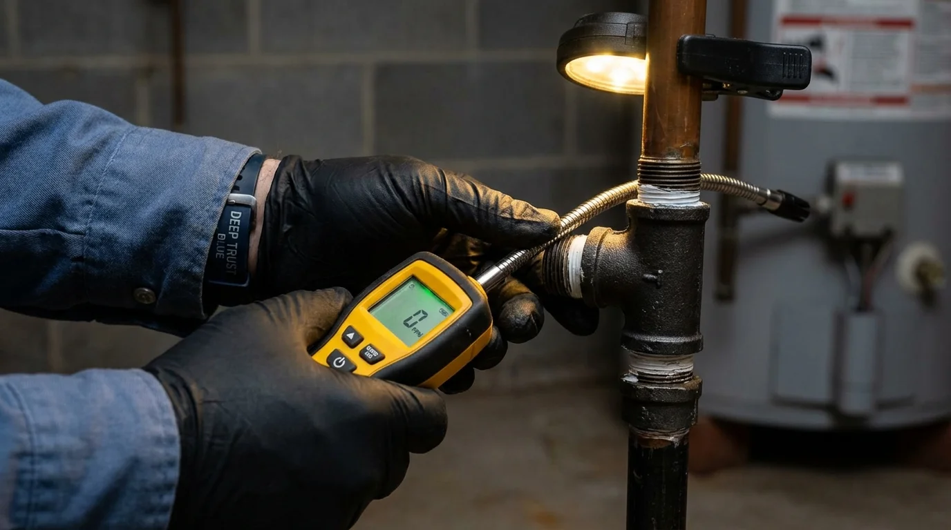 Gas leak detection with electronic sniffer by Johns Plumbing LLC in East Moriches